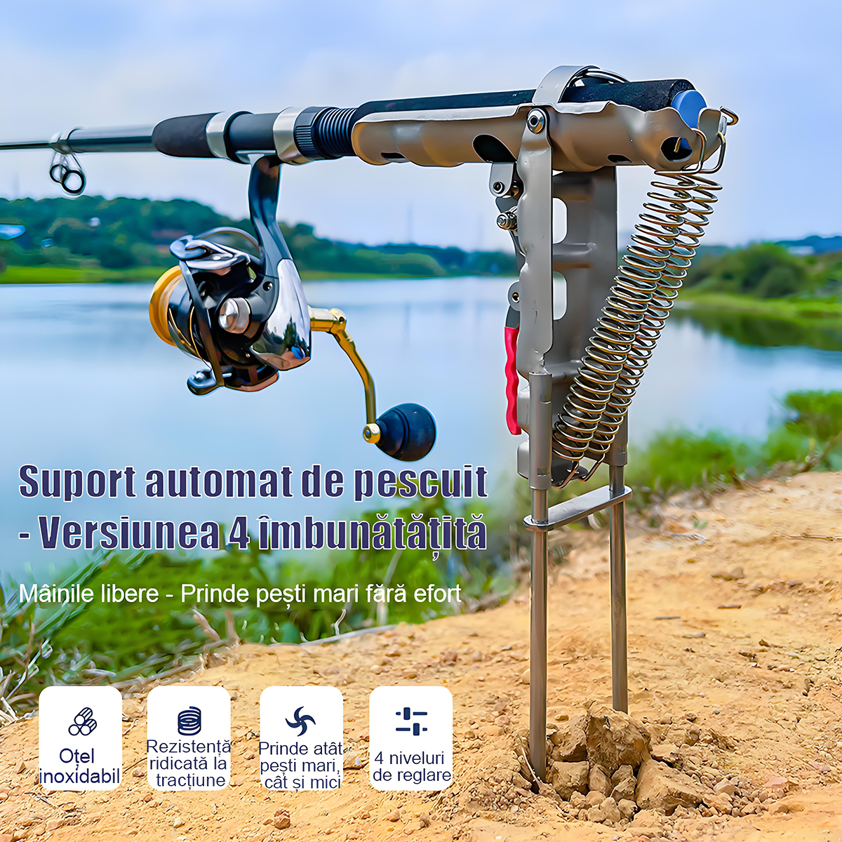 Devino maestru la pescuit în câteva secunde! Suport automat de lansetă – stabil și precis!