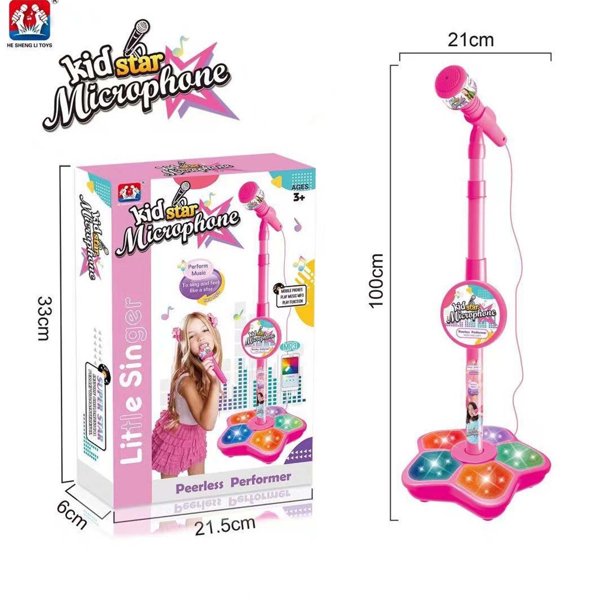 Micrófono de juguete para niños con luces brillantes y música, micrófono de karaoke para niños, juguete para cantar, ideal para niños y niñas.