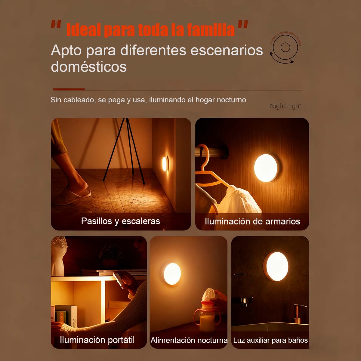 Luz de pared LED con sensor de movimiento, recargable por USB, mini lámpara de noche con interruptor para armario o vestidor, best-seller internacional, luz ambiental con sensor.