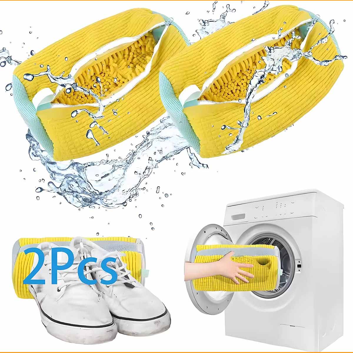 Bolsa viral para lavar zapatos sin esfuerzo, forro de terciopelo, reutilizable, protector de calzado en la lavadora.