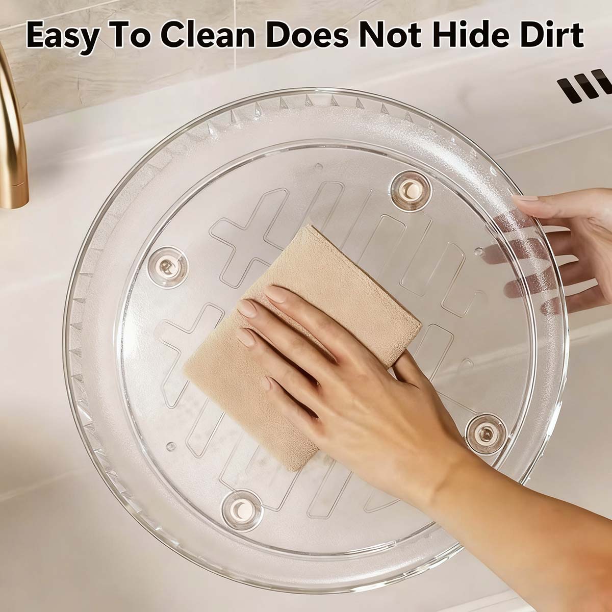 Elegante estante giratorio de almacenamiento, plato giratorio transparente para cocina, soporte de especias y salsas, organizador de almacenamiento para mesa de cocina y sala.