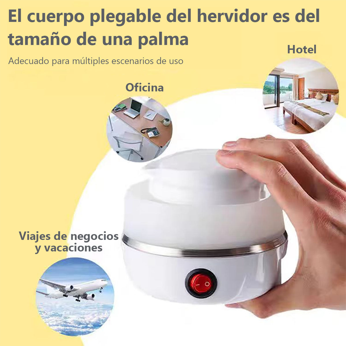 Hervidor portátil plegable, pequeño y compacto para viajes, mini termo eléctrico para mantener el agua caliente, ideal para dormitorios y uso doméstico.