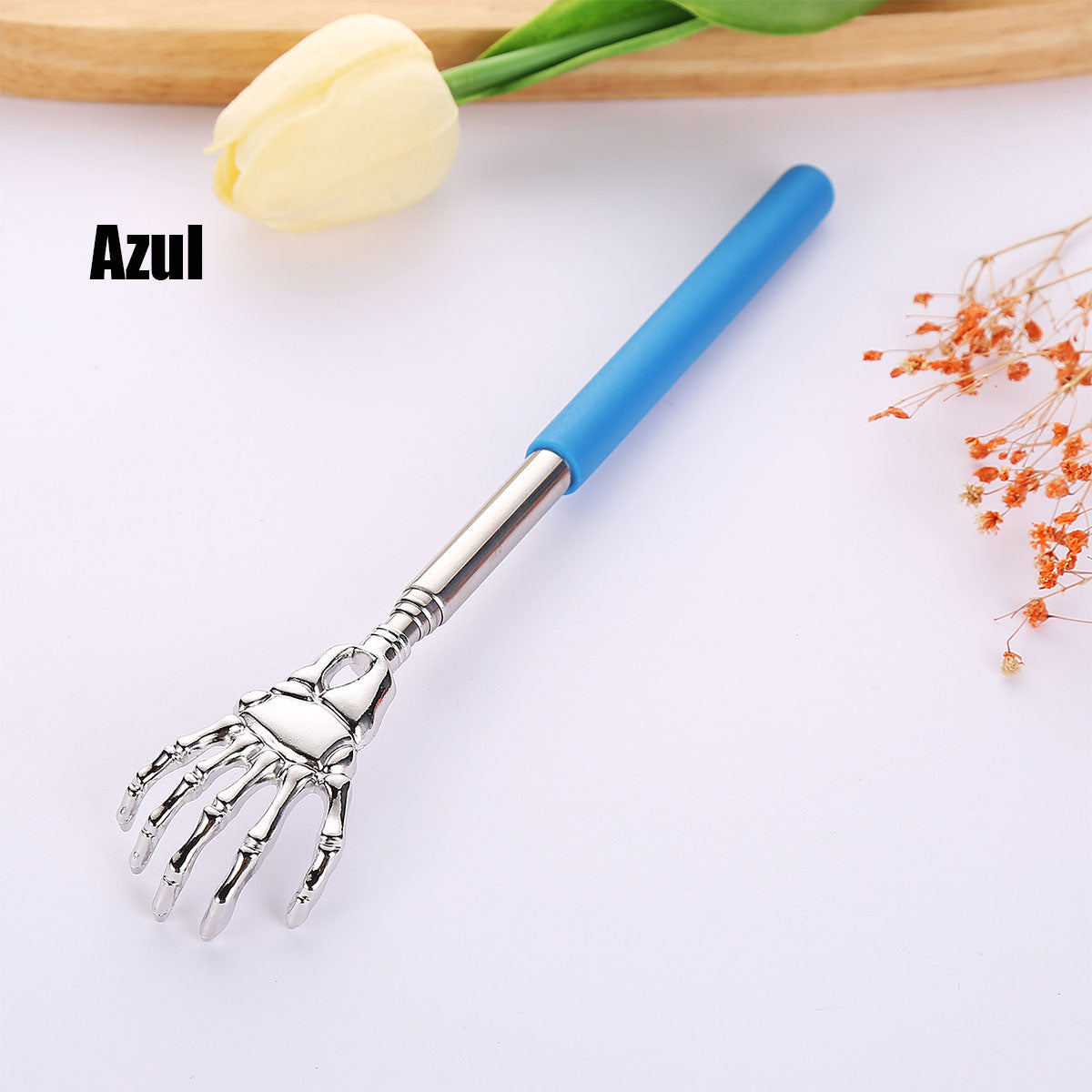 Rascador telescópico de acero inoxidable — masajeador doméstico, práctico “no necesito ayuda”, ideal para personas mayores.