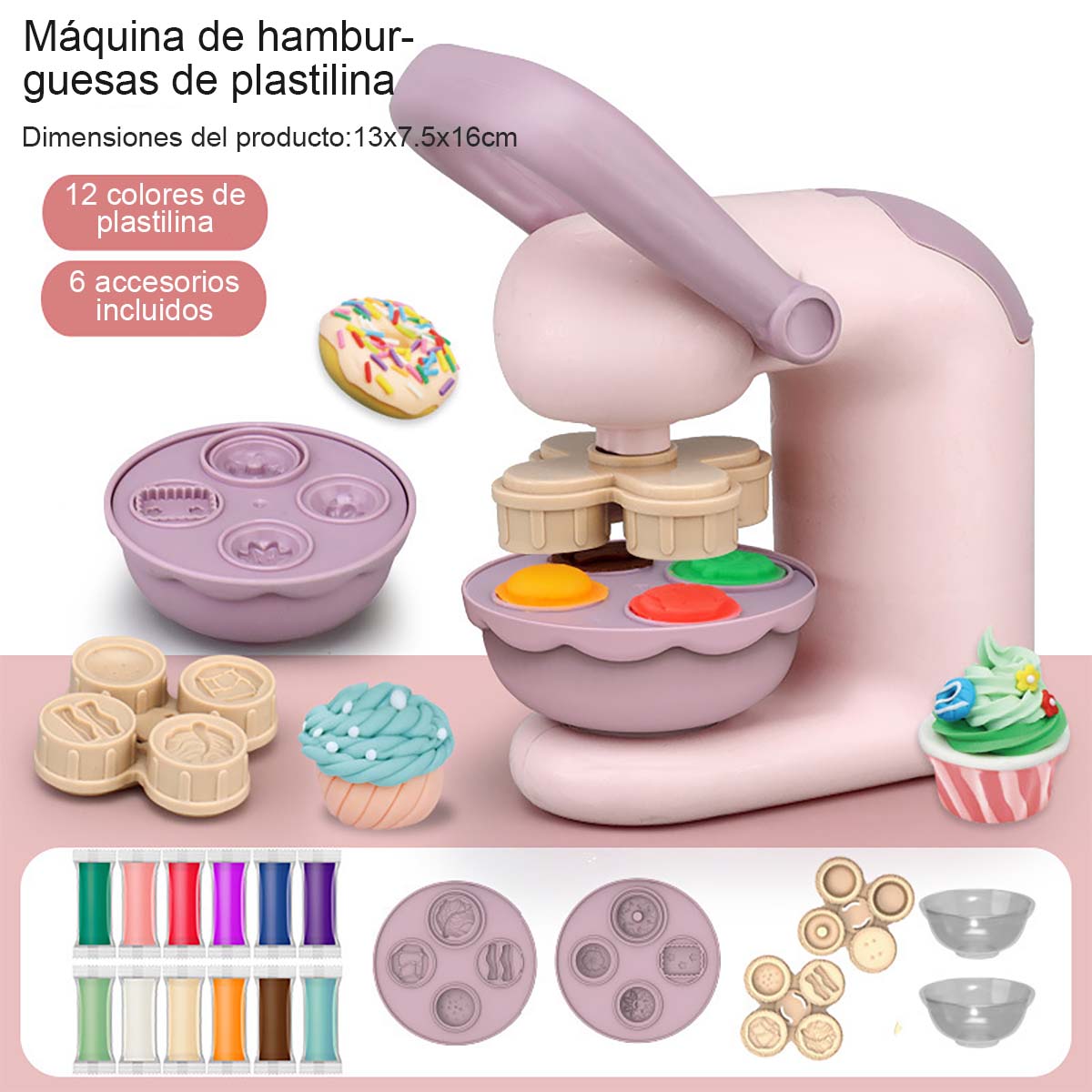 Máquina de hacer espaguetis con plastilina colorida para niños, juguete de arcilla ultraligera para manualidades, juego de rol para guardería, set de moldes para plastilina.