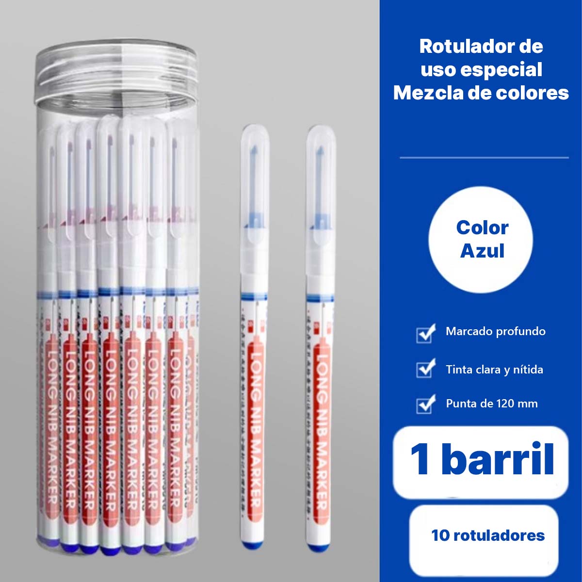Lápiz marcador de punta larga para carpinteros, a base de aceite, específico para uso en obra, ideal para albañiles. Línea de marcado que seca rápidamente, resistente al agua y al aceite, no se desvanece, de tamaño alargado.