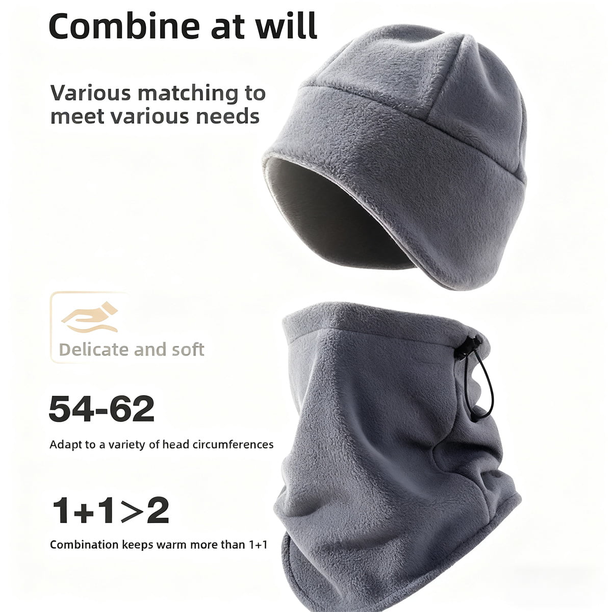 Capucha forrada con cuello/bufanda integrada, para hombre y mujer, abrigo térmico de otoño-invierno, protege cuello y cara contra el viento; ideal para ciclismo y uso diario.