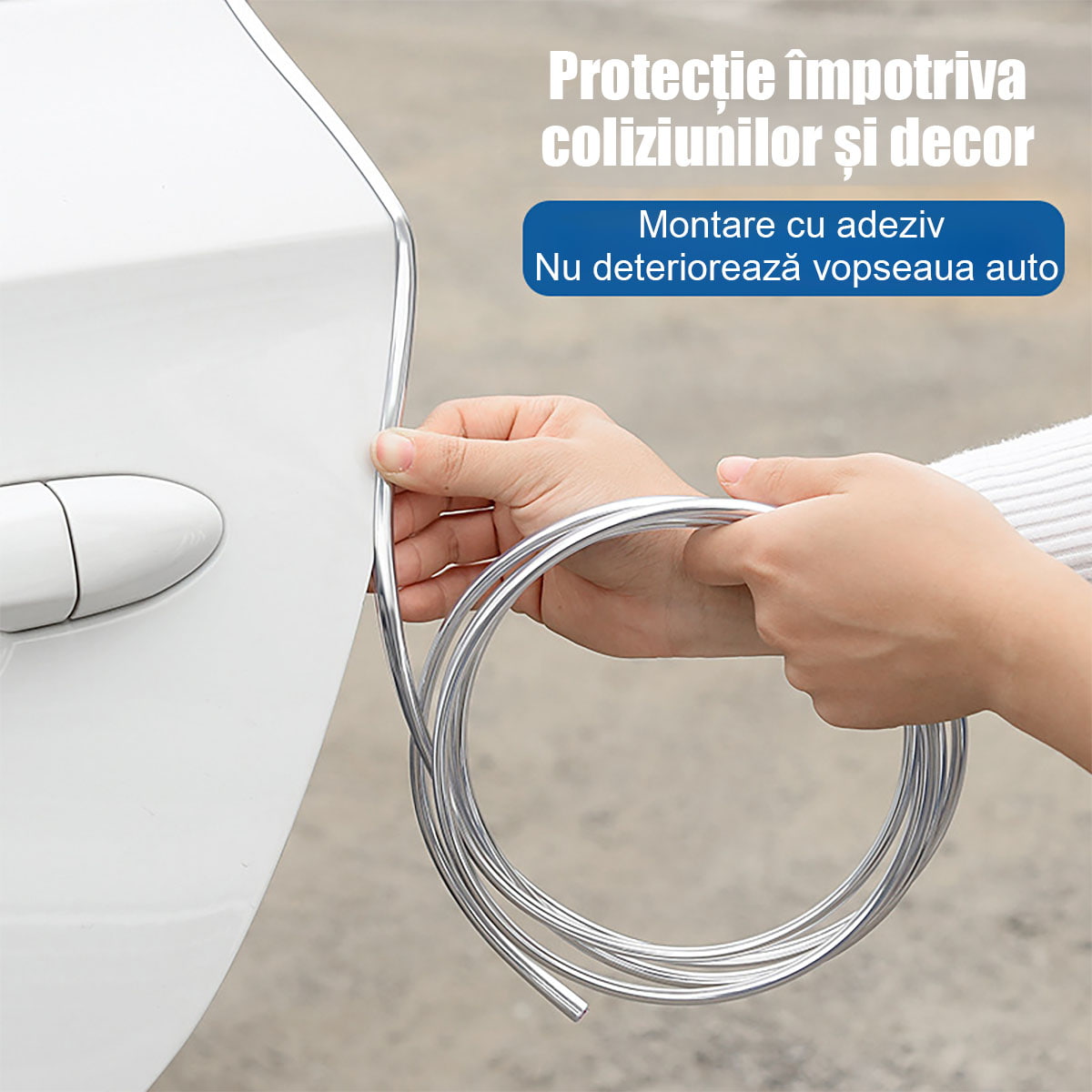 Bandă de protecție anticoliziune pentru ușa auto, protecție laterala anti-zgârieturi, bandă adezivă lucioasă pentru protecție.