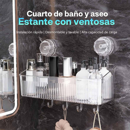 Estantería de baño con ventosas, colgante sin perforación, organizador de almacenamiento para lavabo, mueble colgante para espejo de baño.、