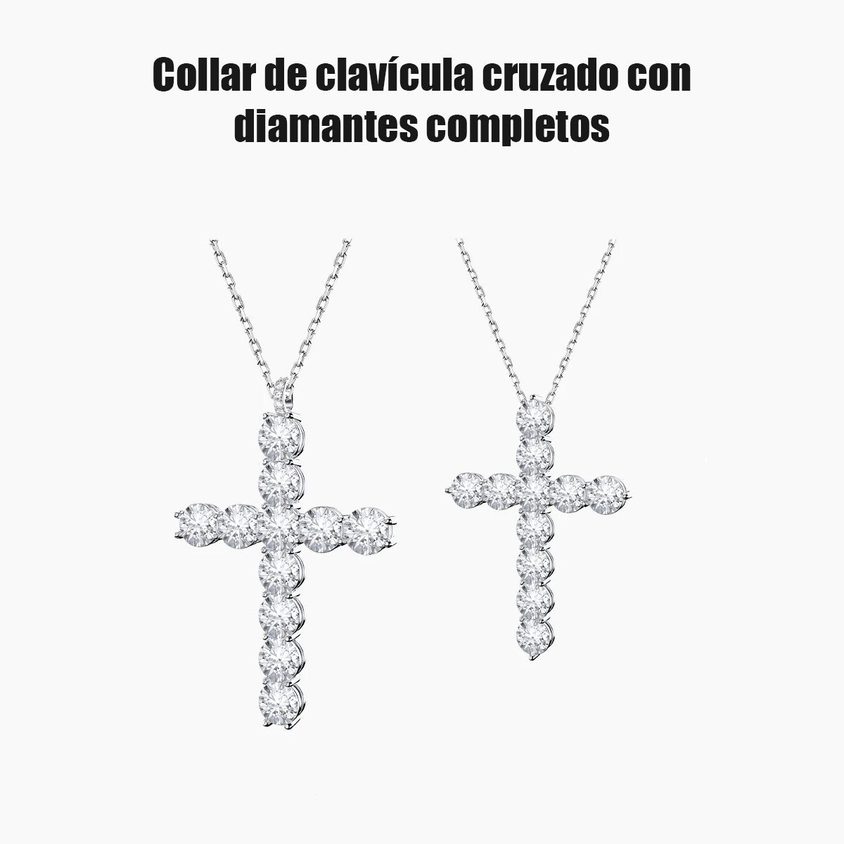 Colgante de cruz con diamantes completos, collar de estilo europeo y americano, diseño sencillo y elegante, cadena de clavícula versátil y personalizada.