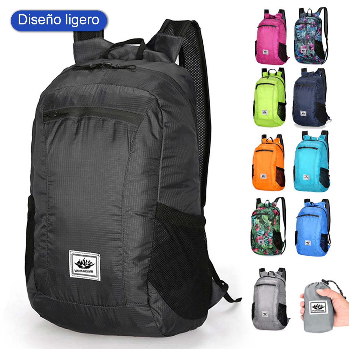 Mochila plegable para ciclismo al aire libre, de gran capacidad, ligera y deportiva, ideal para viajes y aventuras.