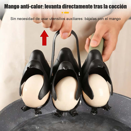 Soporte de cocina en forma de pingüino para cocer huevos; portahuevos para hervir y cocinar al vapor