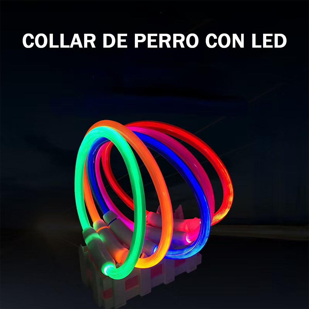Correa LED para Perros, Collar Luminoso con Fibra Óptica y Carga USB