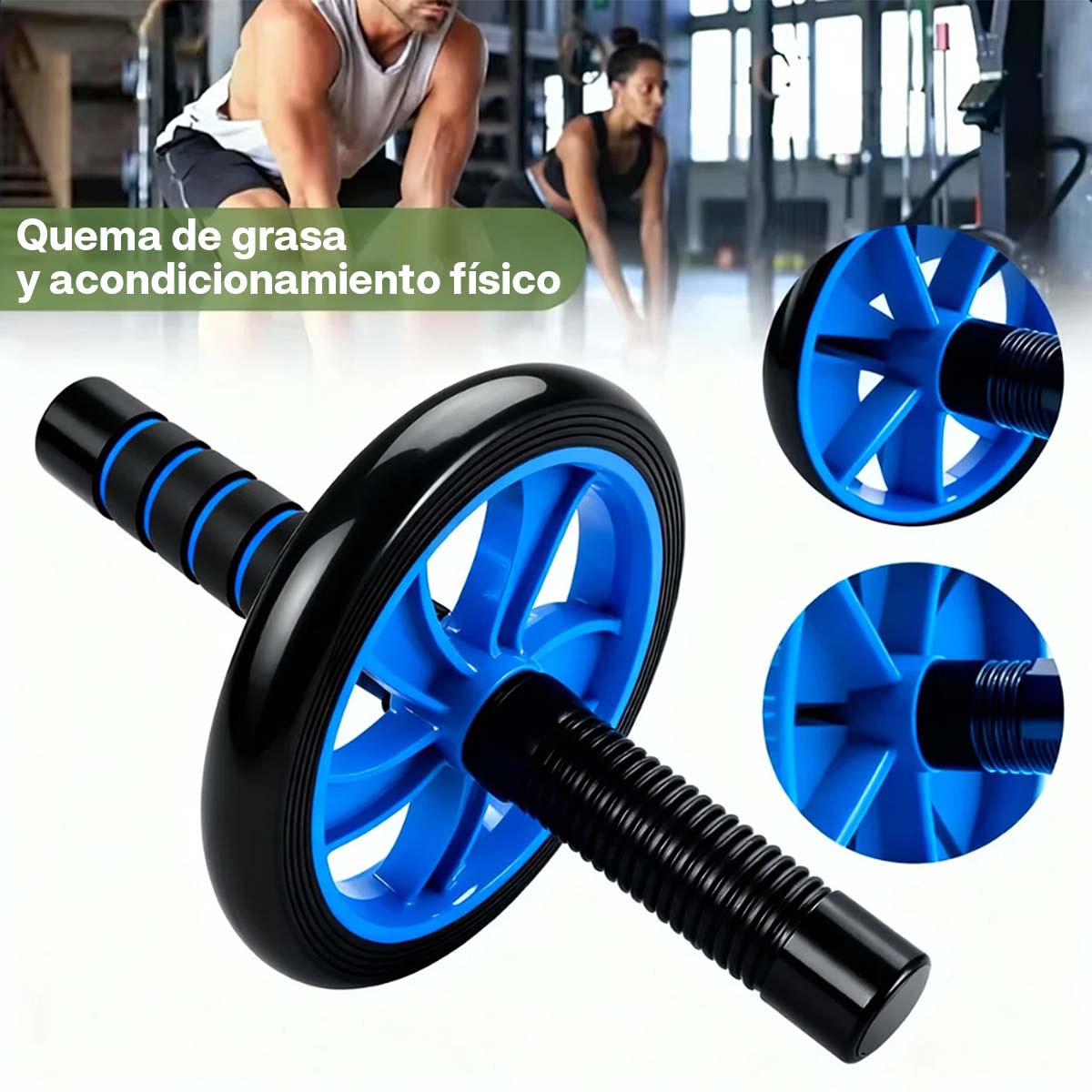 Kit de Entrenamiento Abdominal: Rueda Abdominal + Soporte para Flexiones con Empuñaduras Esponjosas.