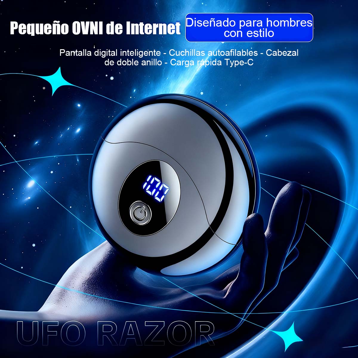 Mini y portátil, el explosivo rasurador eléctrico en forma de platillo volante para hombres, dejando la piel súper limpia; regalo ideal para cualquier festividad.