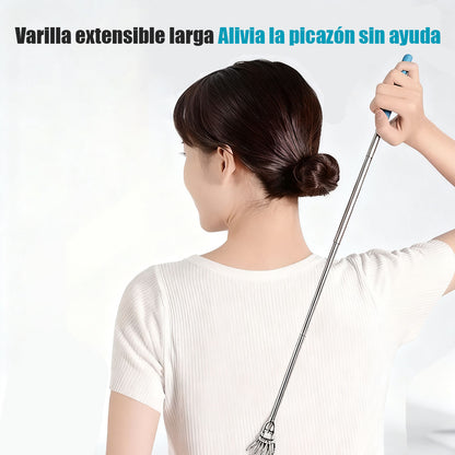Rascador telescópico de acero inoxidable — masajeador doméstico, práctico “no necesito ayuda”, ideal para personas mayores.