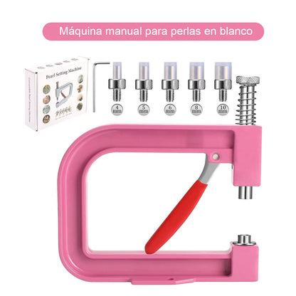 Máquina de presión para clavar perlas DIY, máquina manual para colocar tachuelas, herramienta para fijar perlas redondas, remaches y tachuelas de cuatro garras, tipo universal.