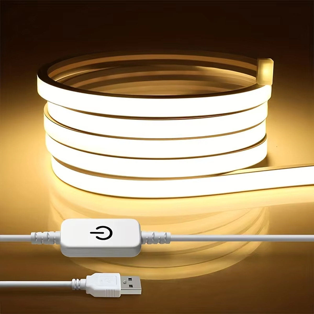 Tira de luz USB 5V de baja tensión, flexible, de neón, con tira de silicona impermeable, LED para espejo de maquillaje, cabecera de cama, fondo de televisión y luces ambientales.
