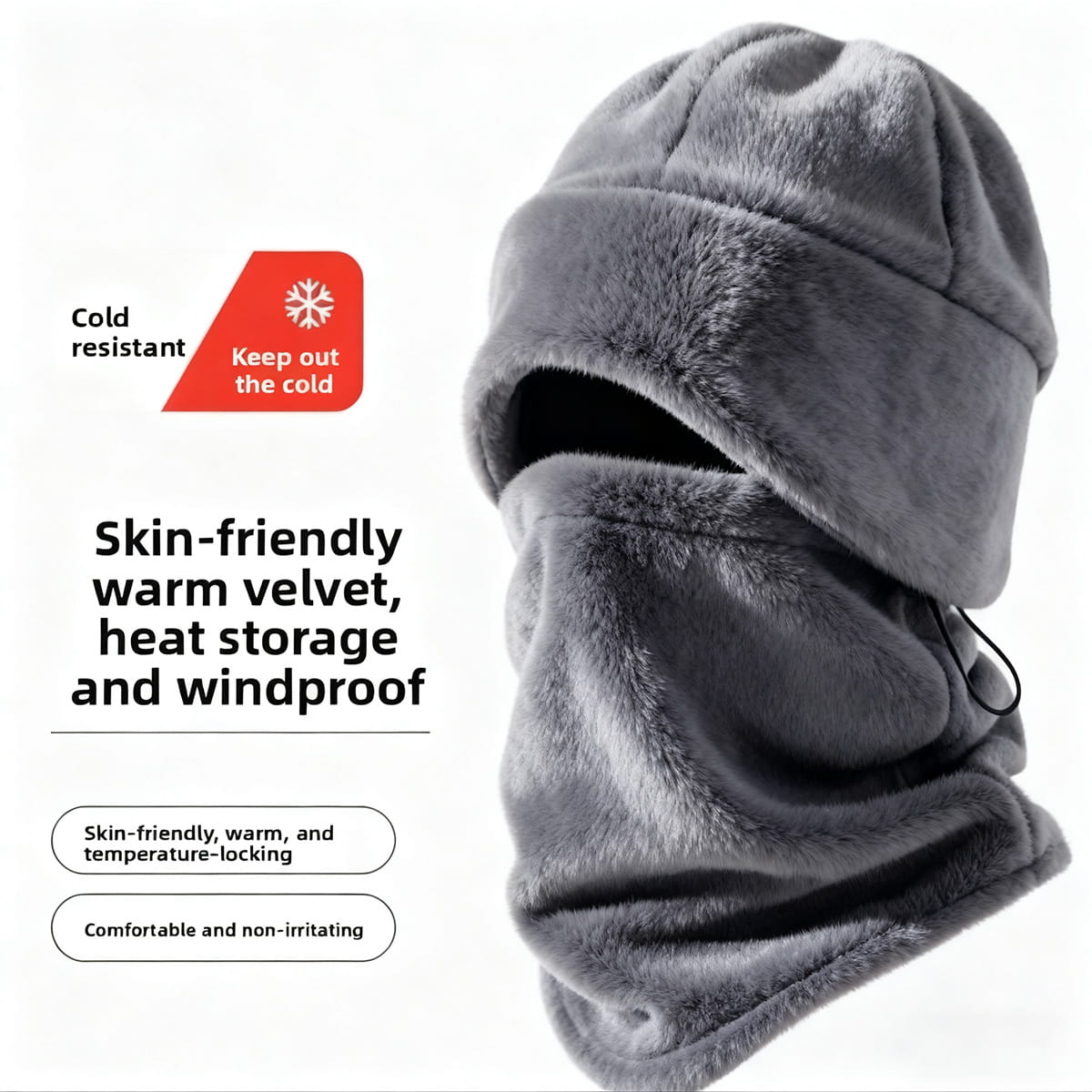 Capucha forrada con cuello/bufanda integrada, para hombre y mujer, abrigo térmico de otoño-invierno, protege cuello y cara contra el viento; ideal para ciclismo y uso diario.