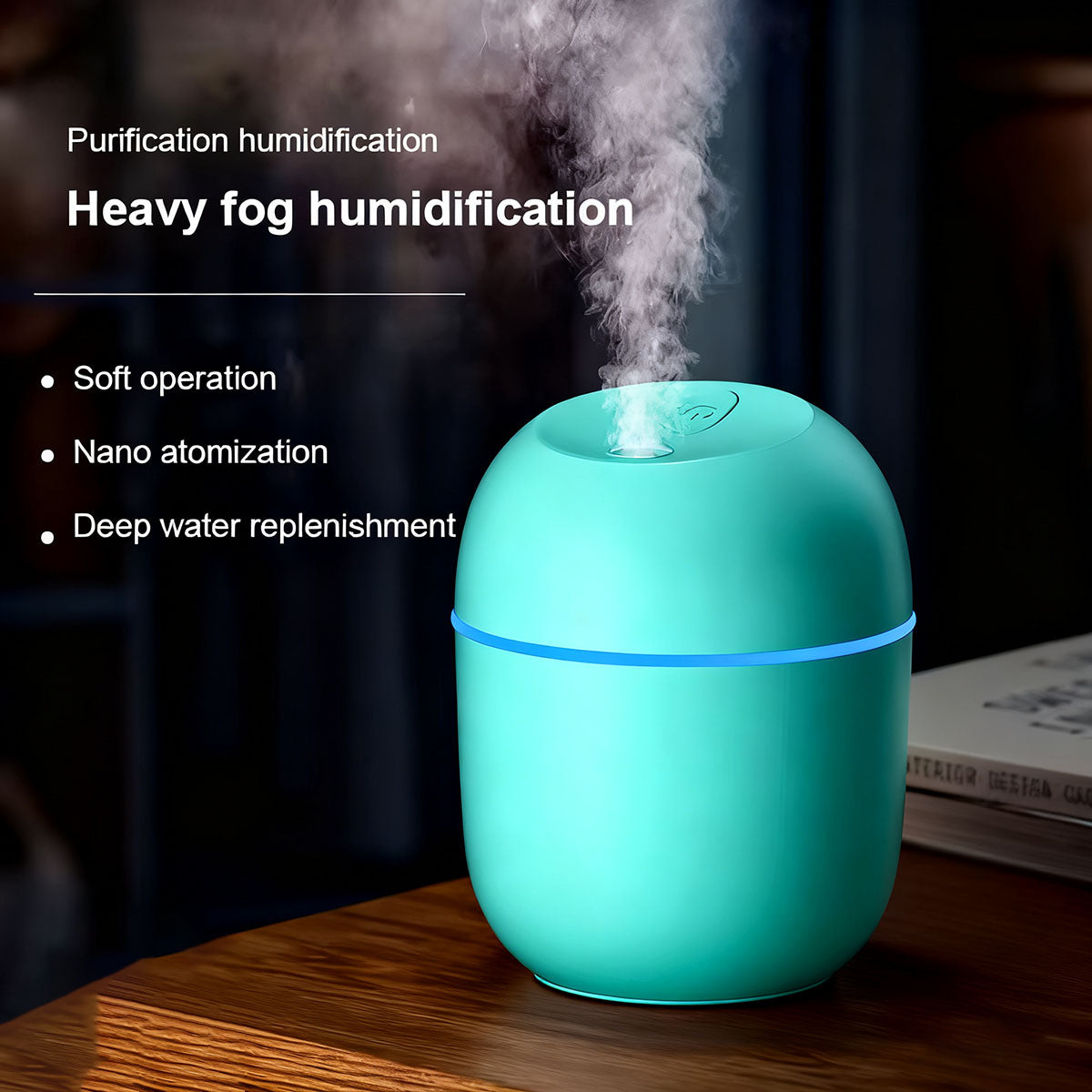 NBSHAN mini humidificador de niebla, difusor de aroma pequeño para oficina, escritorio, dormitorio, uso doméstico o en el coche, con gran volumen de niebla y función de hidratación.