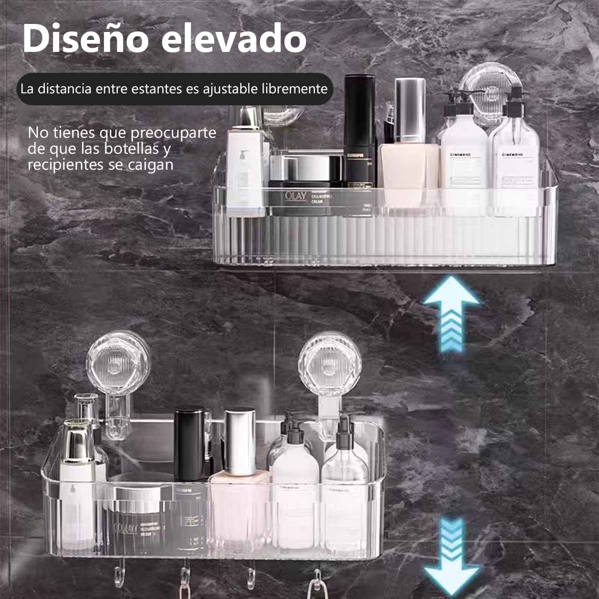 Estantería de baño con ventosas, colgante sin perforación, organizador de almacenamiento para lavabo, mueble colgante para espejo de baño.、