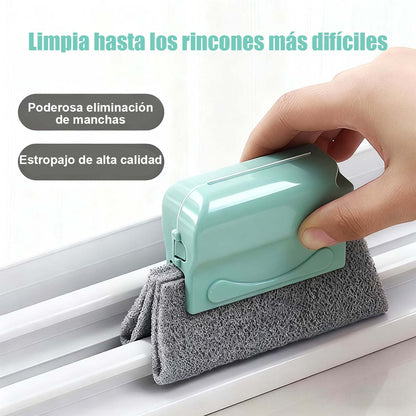 Cepillo limpiador para ranuras, esquinas y canales de ventanas