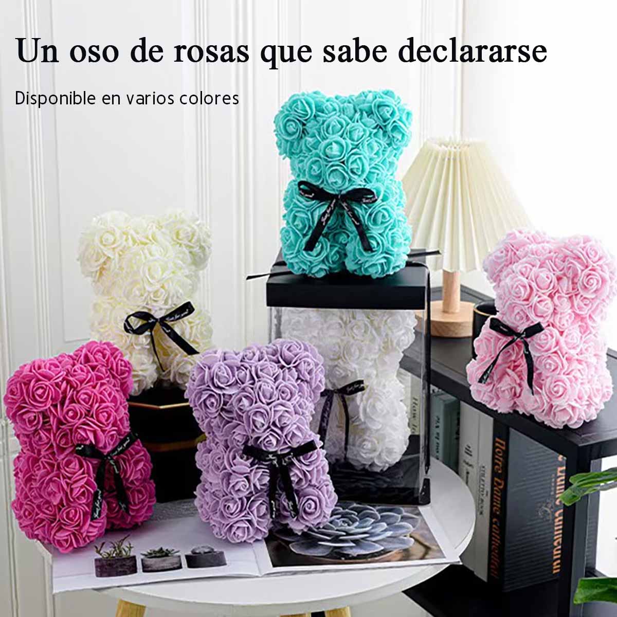 Oso de rosas de PE con espuma floral / Oso de flores de espuma / Caja de regalo de PVC para oso de flores