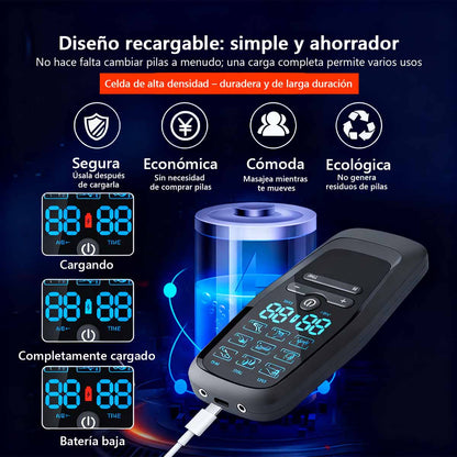 "Dispositivo de terapia TENS de doble salida, estimulador EMS, dispositivo multifuncional de terapia, masajeador de tres frecuencias, almohadillas de masaje."