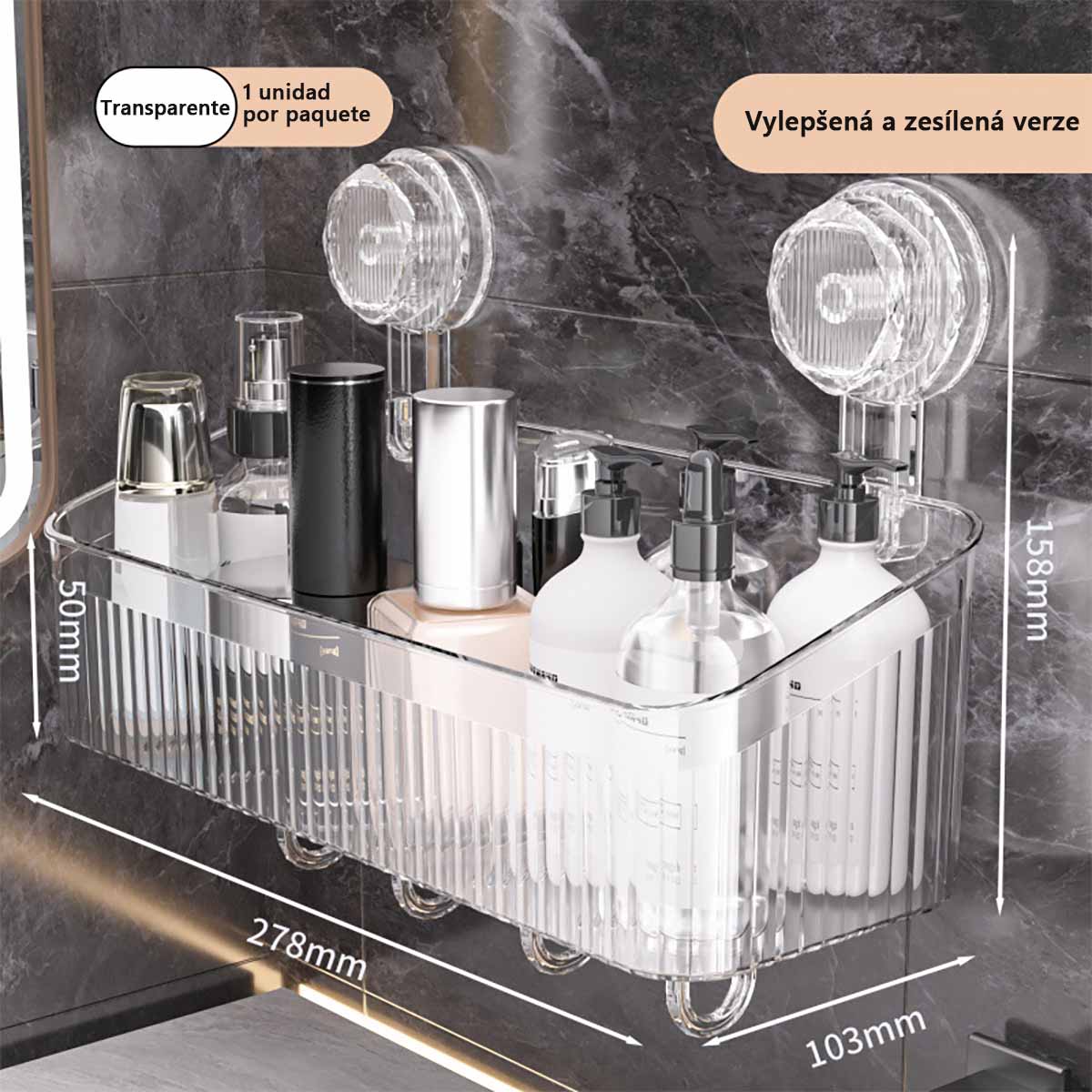 Estantería de baño con ventosas, colgante sin perforación, organizador de almacenamiento para lavabo, mueble colgante para espejo de baño.、
