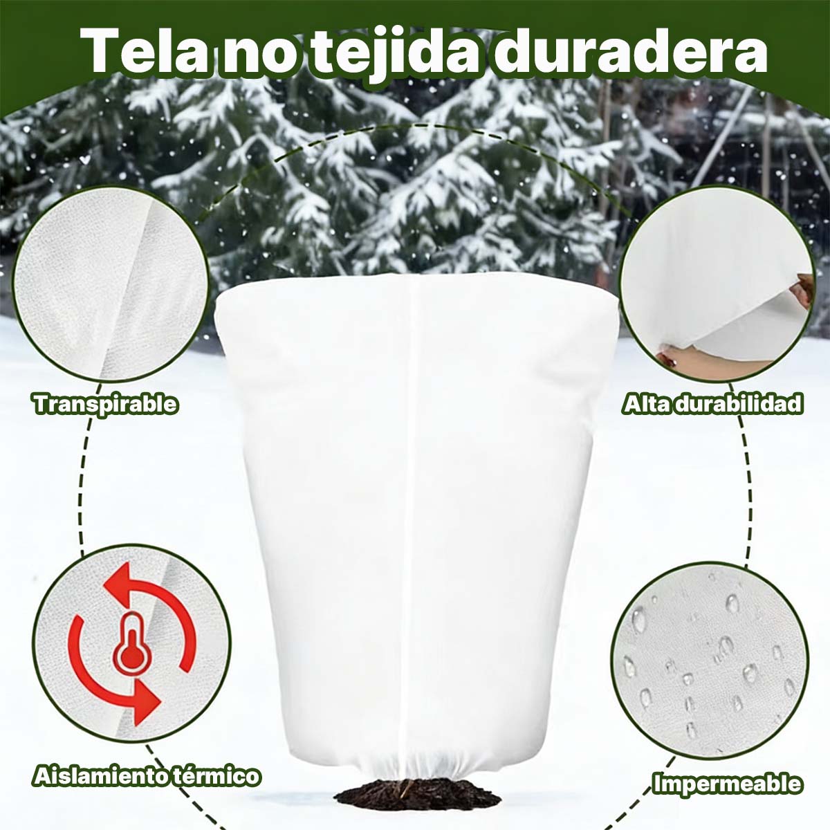 "Cubierta de protección contra el frío para plantas de color marrón, funda de no tejido para invierno, protección contra el polvo y el frío, ideal para jardinería y protección contra las heladas."