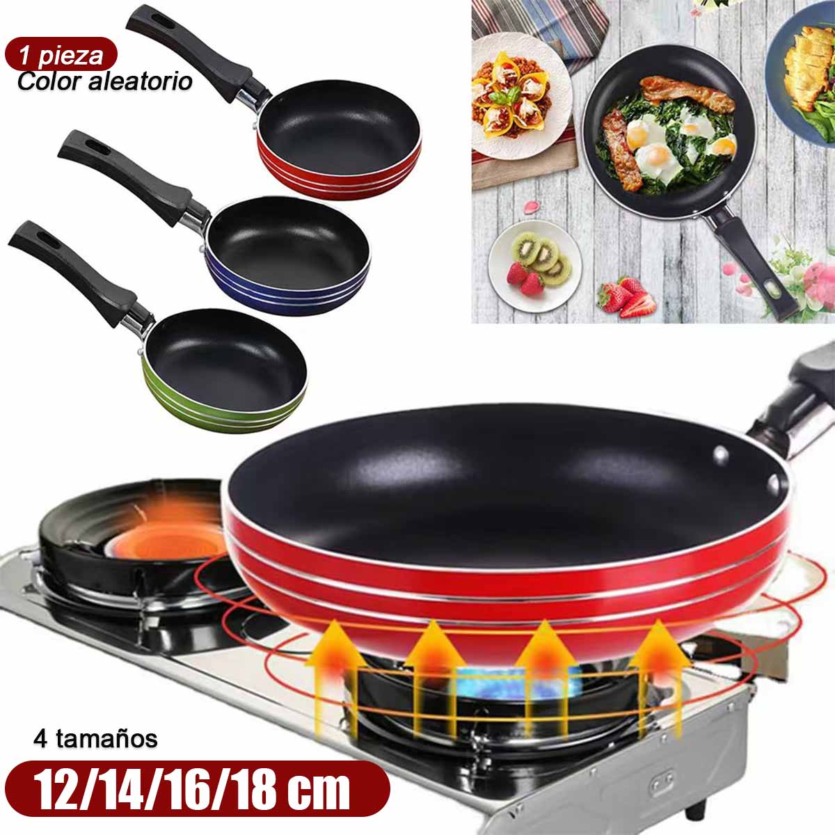 Sartén pequeña antiadherente mini de fondo plano y engrosado para freír huevos y bistecs