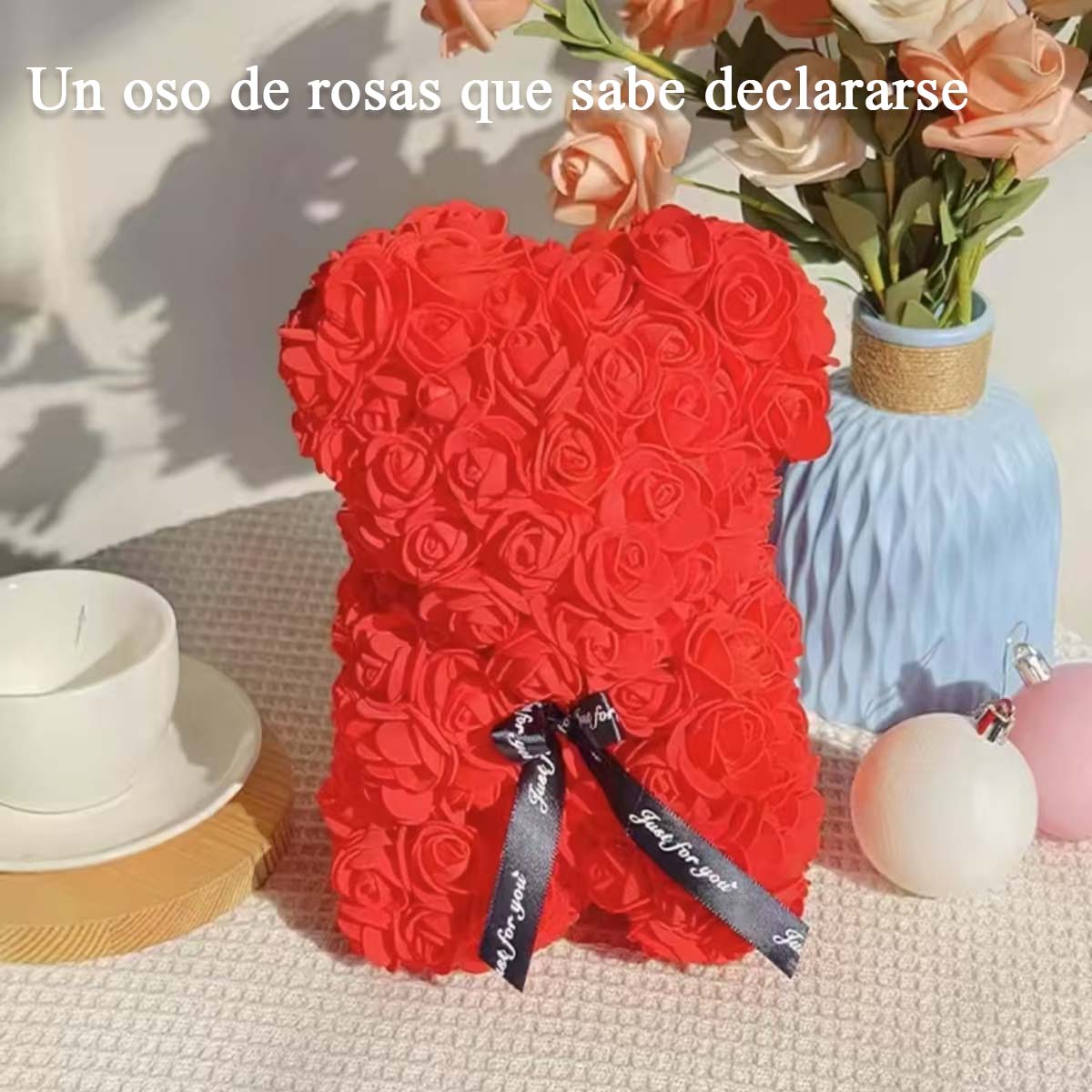 Oso de rosas de PE con espuma floral / Oso de flores de espuma / Caja de regalo de PVC para oso de flores
