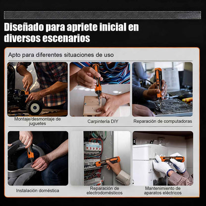 "Destornillador eléctrico recargable de litio, pequeño y portátil, kit de herramientas para casa, destornillador automático mini manual."