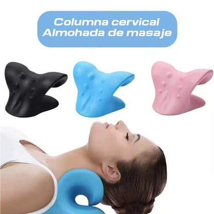 Almohada de masaje cervical en forma de C para uso doméstico, estiramiento por gravedad y presión de dedos, masajeador cervical para cuello y hombros.