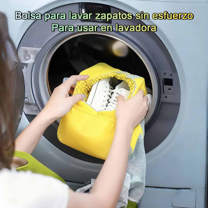Bolsa viral para lavar zapatos sin esfuerzo, forro de terciopelo, reutilizable, protector de calzado en la lavadora.