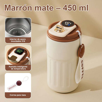 Nueva botella térmica inteligente con indicador de temperatura, de acero inoxidable 316, para hombre y mujer. Taza de café de alta estética, portátil y de diseño minimalista.