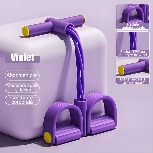 Aparat de fitness cu pedale și elastice, 6 sau 4 benzi – ideal pentru slăbit, tonifiere picioare, abdomen, yoga și abdomene