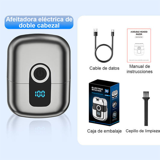 "Nuevo modelo de afeitadora eléctrica para hombres, cabezal magnético, mini portátil, afeitadora de doble cabezal."