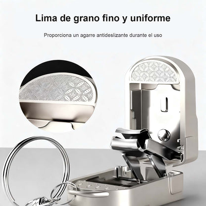 Cortaúñas portátil plegable, de acero inoxidable, llavero mini colgante, cortaúñas inclinado.