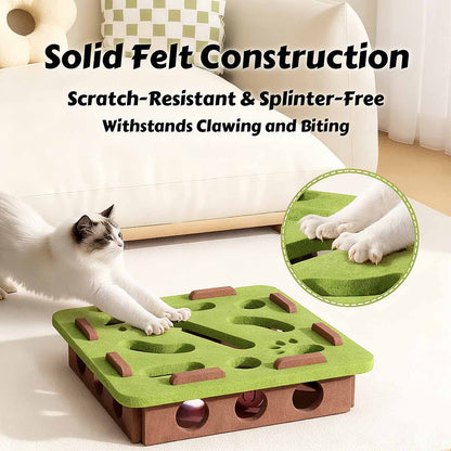 Juguete para gatos, juguete interactivo para entretenimiento, caja de fieltro con laberinto y agujeros para gatos, bola con cascabel para estimular la inteligencia de los gatos.