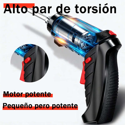 Juego de destornilladores eléctricos multifuncional, taladro eléctrico recargable y portátil.