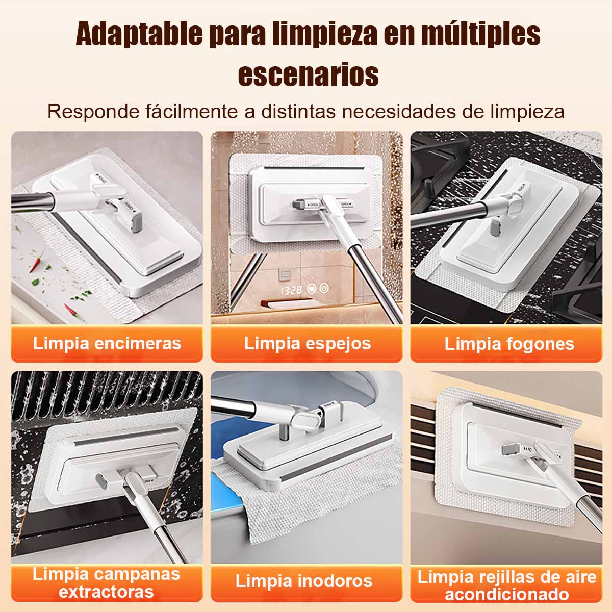 Nuevo trapeador multifuncional para el hogar - Trapeador plano con paño removible, sin necesidad de lavar a mano, ideal para personas perezosas, con toalla limpiadora para la cara incluida.
