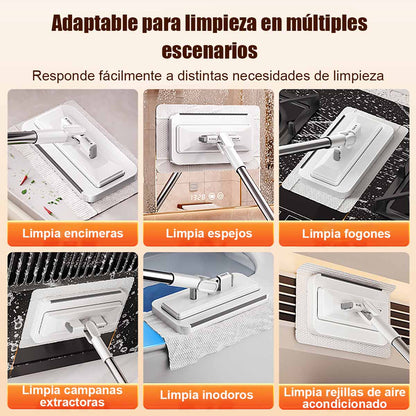 Nuevo trapeador multifuncional para el hogar - Trapeador plano con paño removible, sin necesidad de lavar a mano, ideal para personas perezosas, con toalla limpiadora para la cara incluida.