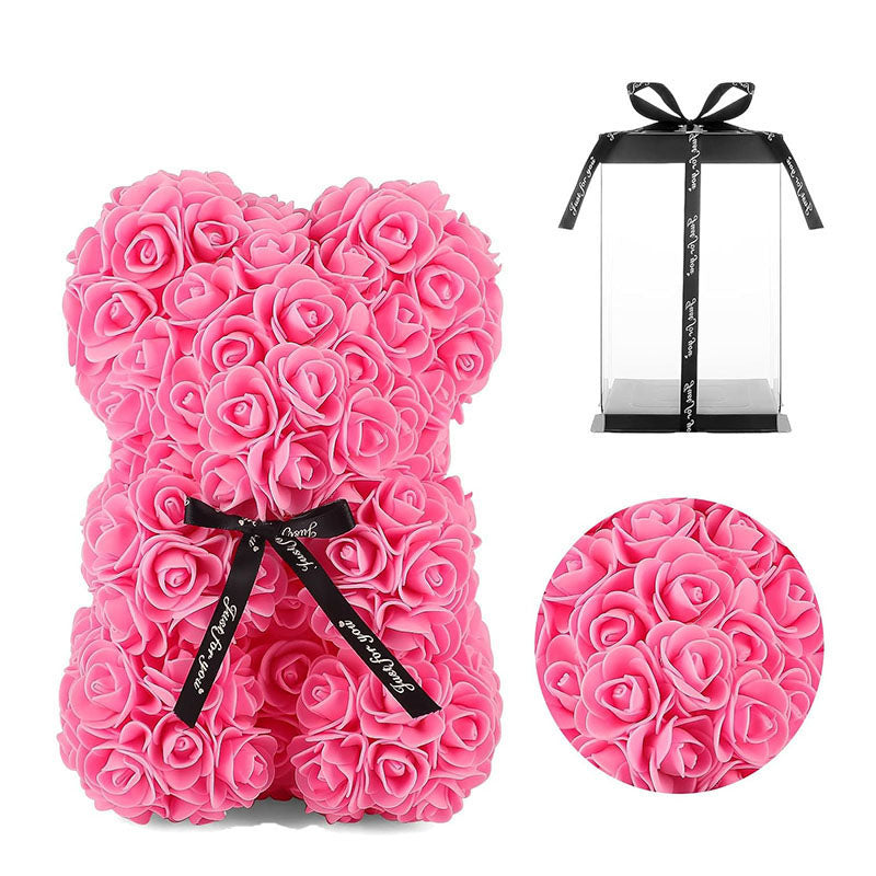 Oso de rosas de PE con espuma floral / Oso de flores de espuma / Caja de regalo de PVC para oso de flores