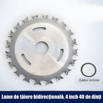 Lamă de ferăstrău pentru tâmplărie, dințată dublu-sens, 4 inch, din aliaj dur cu particule de diamant, specială pentru plăci ecologice fără vopsire, tăiere fără crăpături și fără asperități.