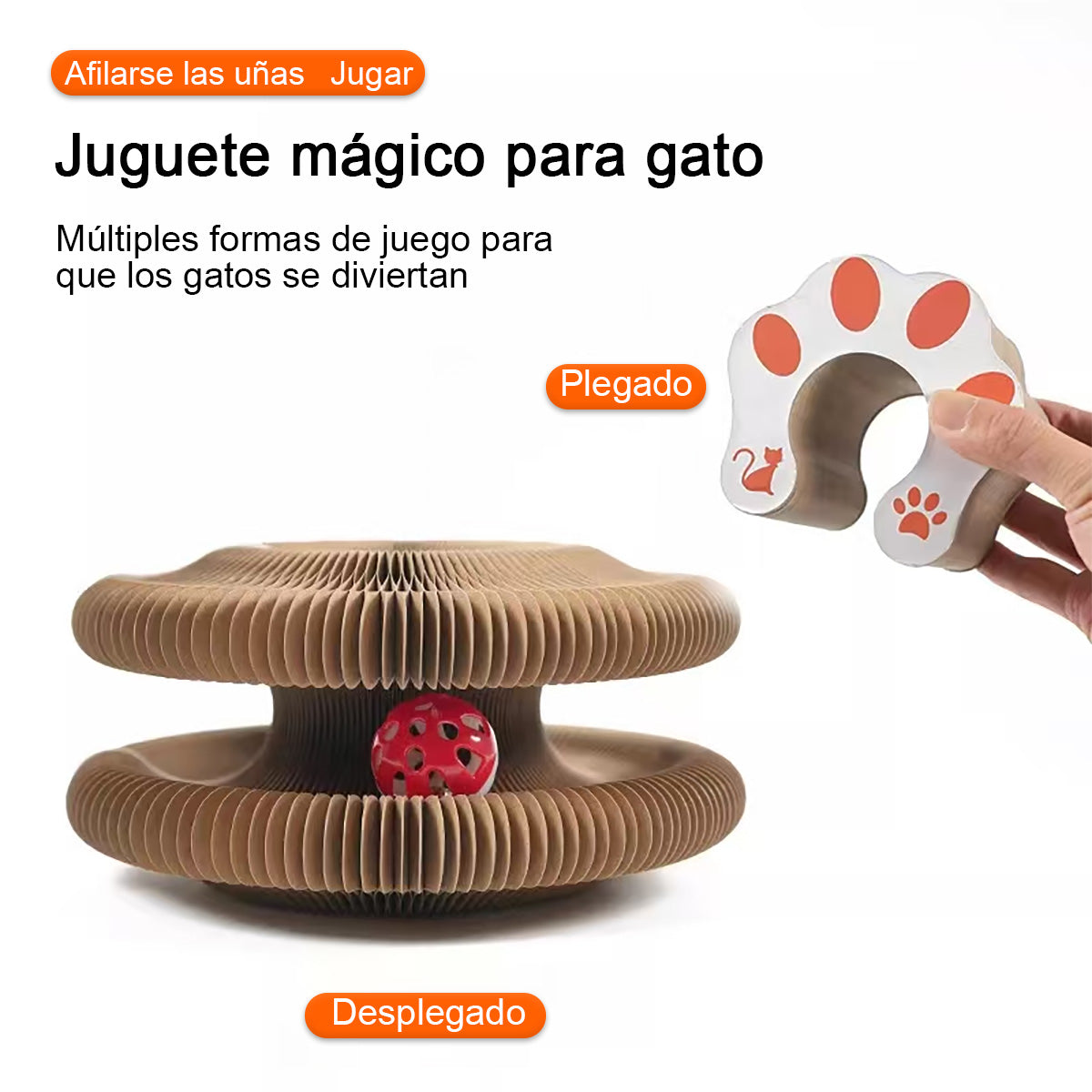 Rascador tipo cama para gatos, resistente al desgaste y sin dejar migas, juguete para juego autónomo y alivio de aburrimiento, tabla de arañado de cartón corrugado.