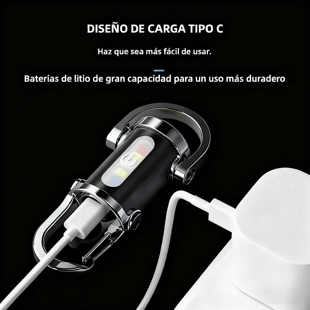 Linterna mini de bolsillo con llavero colgante portátil para exteriores, recargable y multiusos de emergencia