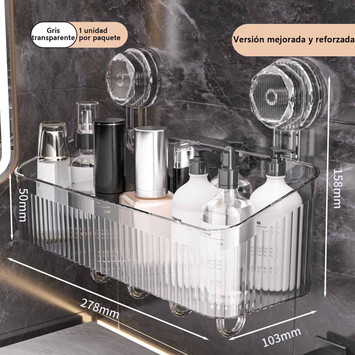 Estantería de baño con ventosas, colgante sin perforación, organizador de almacenamiento para lavabo, mueble colgante para espejo de baño.、