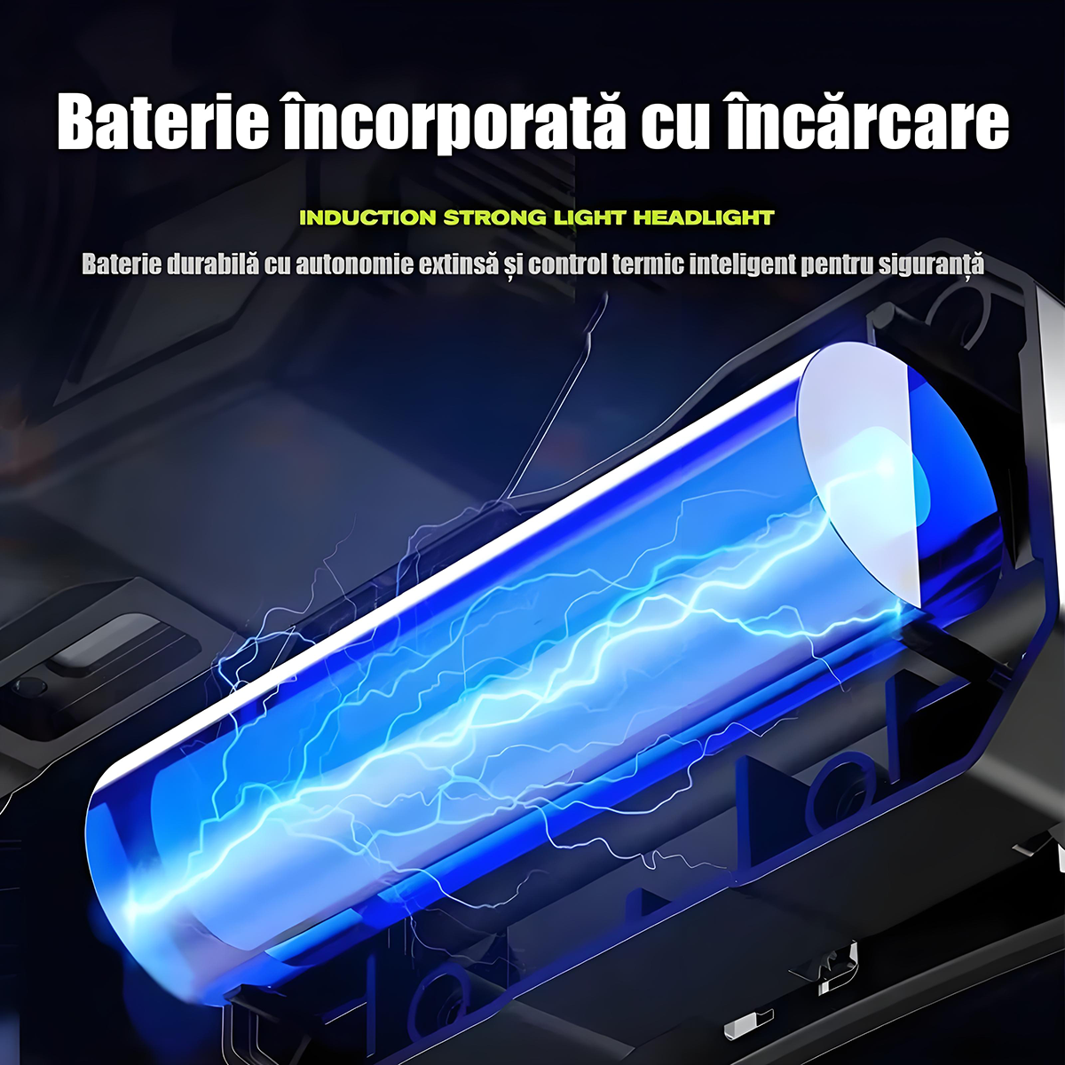 Lampă frontală inteligentă cu senzor, multifuncțională, cu multiple surse de lumină, reîncărcabilă, pentru exterior.