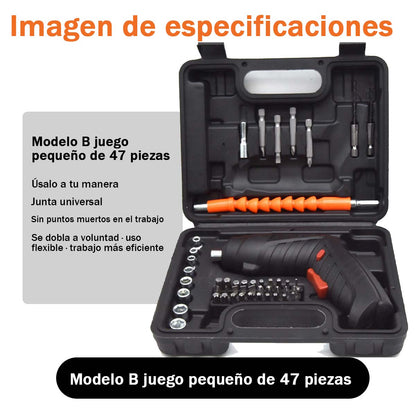 Juego de destornilladores eléctricos multifuncional, taladro eléctrico recargable y portátil.
