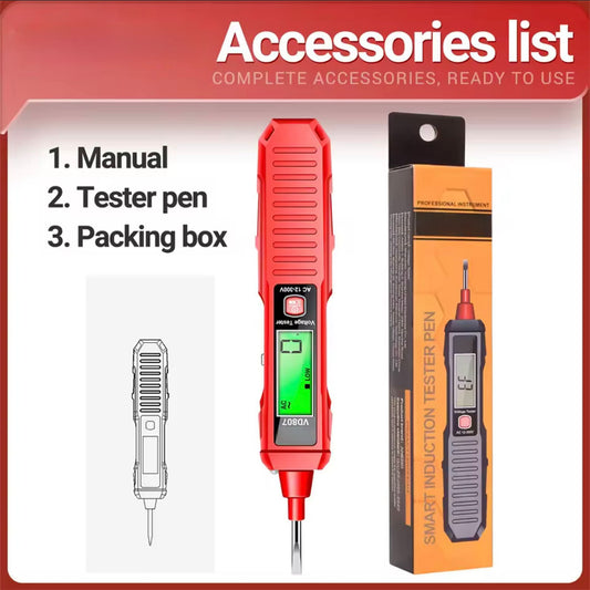 Bolígrafo detector de voltaje digital inteligente, portátil y multifuncional, para medir neutro y fase, localizar puntos de interrupción, herramienta eléctrica profesional para electricistas.